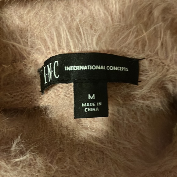 INC Fuzzy Pink Turtleneck Sweater - Picture 4 of 4